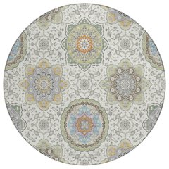 Machine Washable Indoor/Outdoor Chantille ACN2667 Ivory 8' x 8' Round Rug