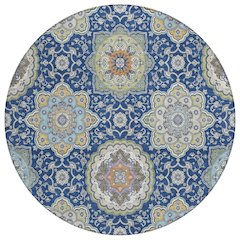 Machine Washable Indoor/Outdoor Chantille ACN2667 Blue 8' x 8' Round Rug