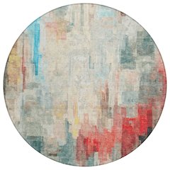 Machine Washable Indoor/Outdoor Chantille ACN2668 Ivory 8' x 8' Round Rug