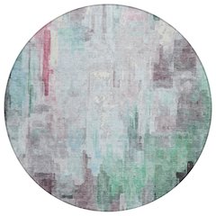 Machine Washable Indoor/Outdoor Chantille ACN2668 Blue 8' x 8' Round Rug