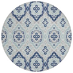 Machine Washable Indoor/Outdoor Chantille ACN2669 Blue 8' x 8' Round Rug