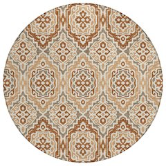 Machine Washable Indoor/Outdoor Chantille ACN2669 Orange 8' x 8' Round Rug