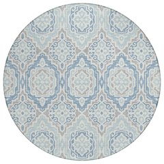Machine Washable Indoor/Outdoor Chantille ACN2669 Blue 8' x 8' Round Rug