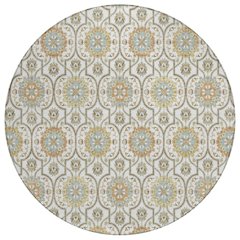 Machine Washable Indoor/Outdoor Chantille ACN2670 Ivory 8' x 8' Round Rug
