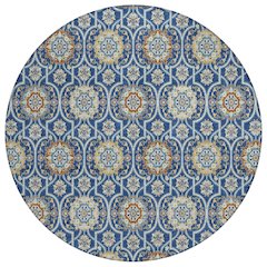 Machine Washable Indoor/Outdoor Chantille ACN2670 Blue 8' x 8' Round Rug