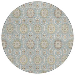 Machine Washable Indoor/Outdoor Chantille ACN2670 Blue 8' x 8' Round Rug
