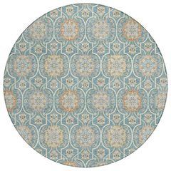 Machine Washable Indoor/Outdoor Chantille ACN2670 Teal 8' x 8' Round Rug