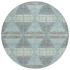 Machine Washable Indoor/Outdoor Chantille ACN2671 Teal 8' x 8' Round Rug