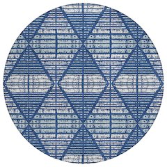 Machine Washable Indoor/Outdoor Chantille ACN2672 Blue 8' x 8' Round Rug