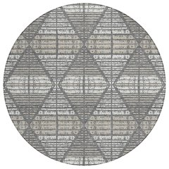 Machine Washable Indoor/Outdoor Chantille ACN2672 Gray 8' x 8' Round Rug