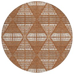 Machine Washable Indoor/Outdoor Chantille ACN2672 Orange 8' x 8' Round Rug