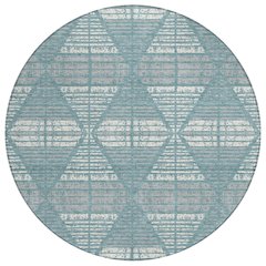 Machine Washable Indoor/Outdoor Chantille ACN2672 Teal 8' x 8' Round Rug