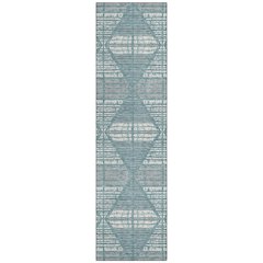 Machine Washable Indoor/Outdoor Chantille ACN2672 Teal 2'3" x 7'6" Runner Rug