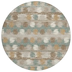 Machine Washable Indoor/Outdoor Chantille ACN2673 Green 8' x 8' Round Rug