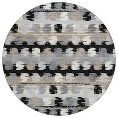 Machine Washable Indoor/Outdoor Chantille ACN2673 Black 8' x 8' Round Rug