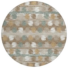Machine Washable Indoor/Outdoor Chantille ACN2673 Brown 8' x 8' Round Rug
