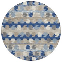 Machine Washable Indoor/Outdoor Chantille ACN2673 Blue 8' x 8' Round Rug