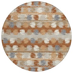 Machine Washable Indoor/Outdoor Chantille ACN2673 Orange 8' x 8' Round Rug