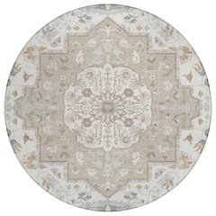 Machine Washable Indoor/Outdoor Chantille ACN2674 Brown 8' x 8' Round Rug