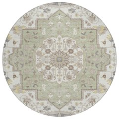 Machine Washable Indoor/Outdoor Chantille ACN2674 Green 8' x 8' Round Rug