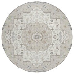 Machine Washable Indoor/Outdoor Chantille ACN2674 Ivory 8' x 8' Round Rug