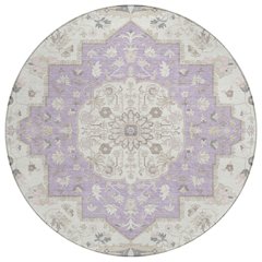 Machine Washable Indoor/Outdoor Chantille ACN2674 Purple 8' x 8' Round Rug