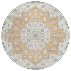 Machine Washable Indoor/Outdoor Chantille ACN2674 Orange 8' x 8' Round Rug