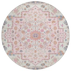 Machine Washable Indoor/Outdoor Chantille ACN2674 Pink 8' x 8' Round Rug