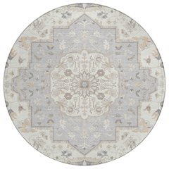 Machine Washable Indoor/Outdoor Chantille ACN2674 Gray 8' x 8' Round Rug