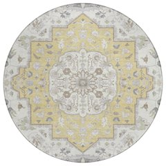 Machine Washable Indoor/Outdoor Chantille ACN2674 Gold 8' x 8' Round Rug