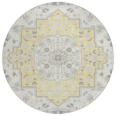 Machine Washable Indoor/Outdoor Chantille ACN2674 Gold 8' x 8' Round Rug