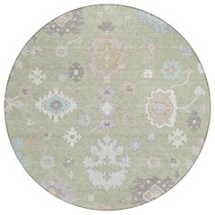 Machine Washable Indoor/Outdoor Chantille ACN2675 Green 8' x 8' Round Rug