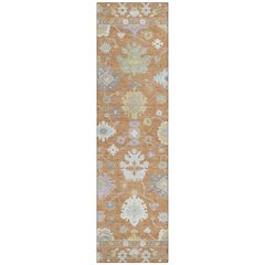 Machine Washable Indoor/Outdoor Chantille ACN2675 Orange 2'3" x 7'6" Runner Rug