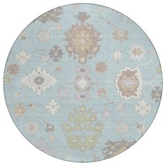 Machine Washable Indoor/Outdoor Chantille ACN2675 Blue 8' x 8' Round Rug