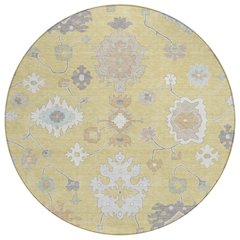 Machine Washable Indoor/Outdoor Chantille ACN2675 Gold 8' x 8' Round Rug