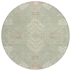Machine Washable Indoor/Outdoor Chantille ACN2676 Green 8' x 8' Round Rug