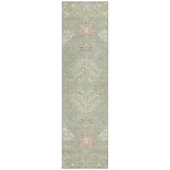Machine Washable Indoor/Outdoor Chantille ACN2676 Green 2'3" x 7'6" Runner Rug