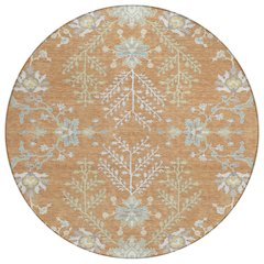 Machine Washable Indoor/Outdoor Chantille ACN2676 Orange 8' x 8' Round Rug