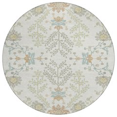 Machine Washable Indoor/Outdoor Chantille ACN2676 Ivory 8' x 8' Round Rug
