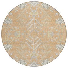 Machine Washable Indoor/Outdoor Chantille ACN2676 Orange 8' x 8' Round Rug