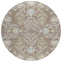 Machine Washable Indoor/Outdoor Chantille ACN2676 Brown 8' x 8' Round Rug
