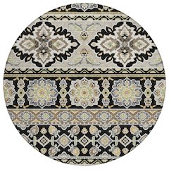 Machine Washable Indoor/Outdoor Chantille ACN2677 Black 8' x 8' Round Rug
