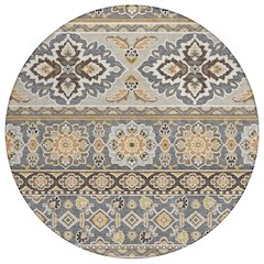 Machine Washable Indoor/Outdoor Chantille ACN2677 Gray 8' x 8' Round Rug