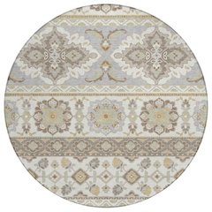 Machine Washable Indoor/Outdoor Chantille ACN2677 Ivory 8' x 8' Round Rug