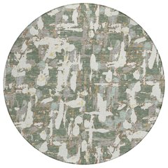 Machine Washable Indoor/Outdoor Chantille ACN2678 Green 8' x 8' Round Rug