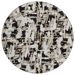 Machine Washable Indoor/Outdoor Chantille ACN2678 Black 8' x 8' Round Rug