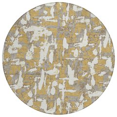 Machine Washable Indoor/Outdoor Chantille ACN2678 Gold 8' x 8' Round Rug