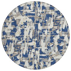 Machine Washable Indoor/Outdoor Chantille ACN2678 Blue 8' x 8' Round Rug
