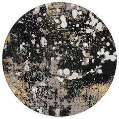 Machine Washable Indoor/Outdoor Chantille ACN2679 Black 8' x 8' Round Rug