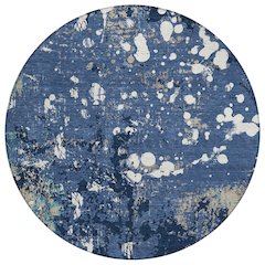 Machine Washable Indoor/Outdoor Chantille ACN2679 Blue 8' x 8' Round Rug